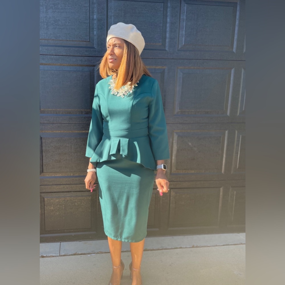 Hunter green peplum dress